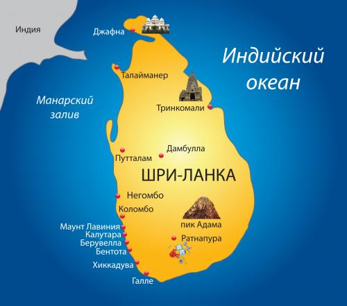 Шри-Ланка на карте