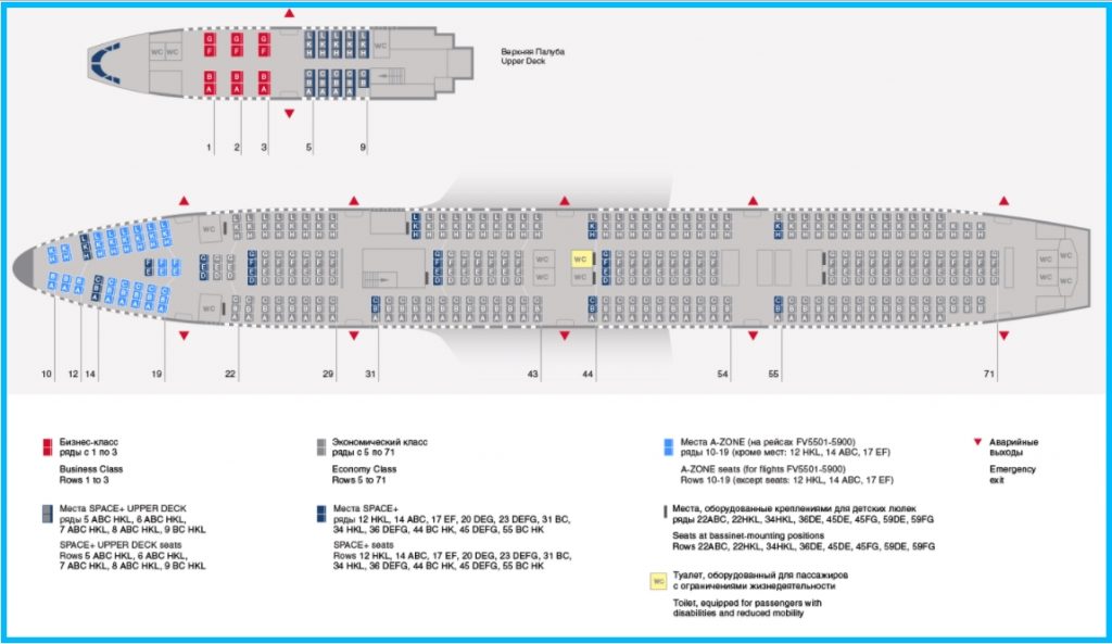Уральские авиалинии места в самолете схема u6