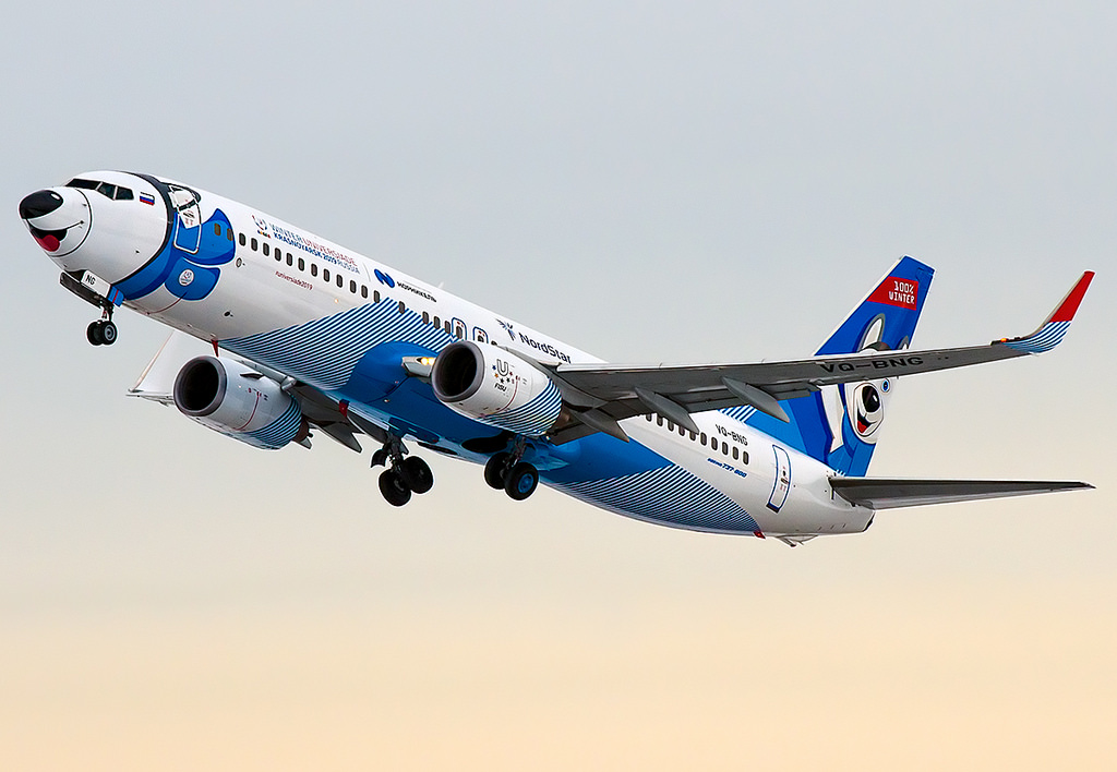 Boeing 737-800 NordStar Airlines в ливрее зимней Универсиады в Красноярске