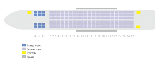  Boeing 727 200 layout di cabina con 2 classi.