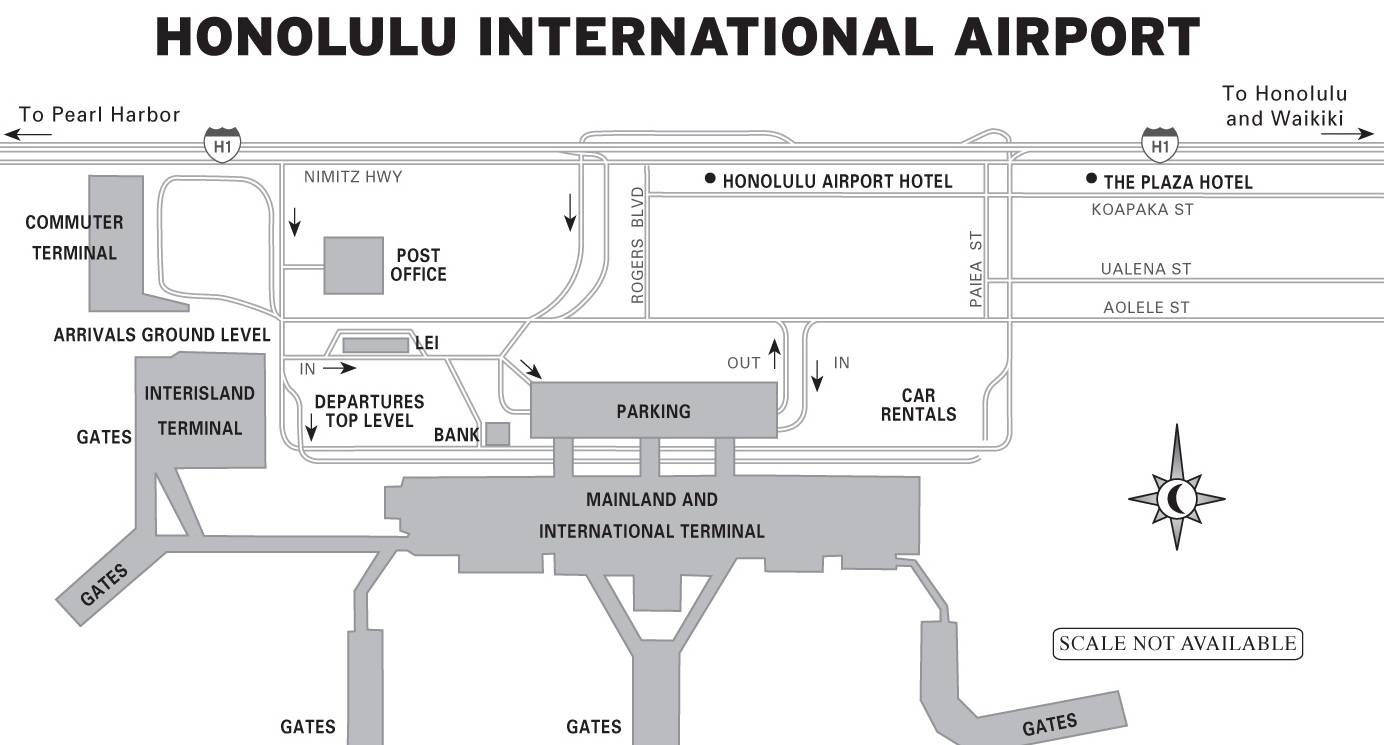 Гавайи аэропорт международный, схема.