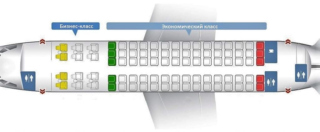 Суперджет 100 95 схема мест в самолете