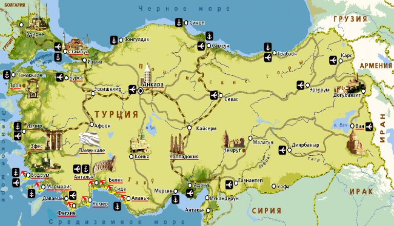 Турция море какое карта